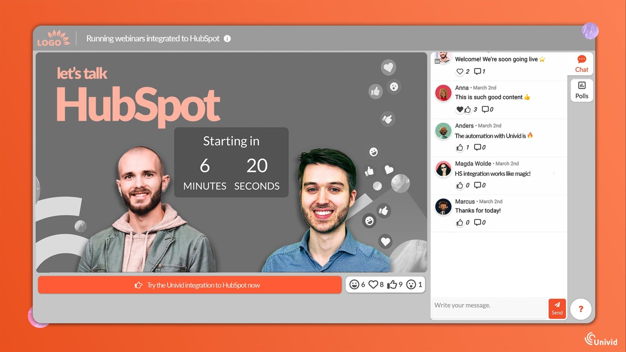 Setup branded webinars with engagement in 60 seconds.